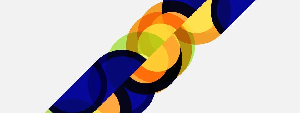 Abstract geometric design. Overlapping circles create dynamic ribbon effect. イラスト素材