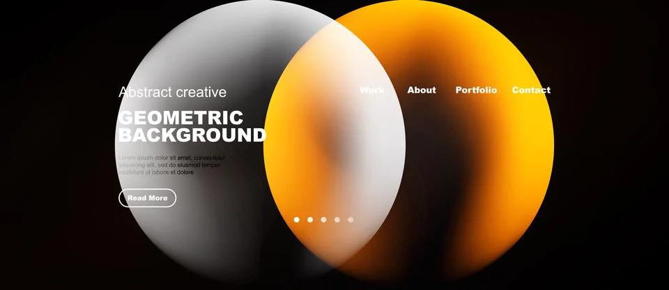 Abstract geometric design. Overlapping circles create modern website mockup. Illustrazione stock