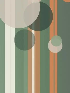Abstract geometric design with overlapping circles in muted green, beige, a.. Stock Illustration