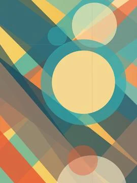 Abstract geometric design with overlapping circles and diagonal lines in te.. Illustrazione stock