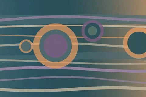 Abstract geometric design with overlapping circles and teal, purple, and be.. Stock-Illustration