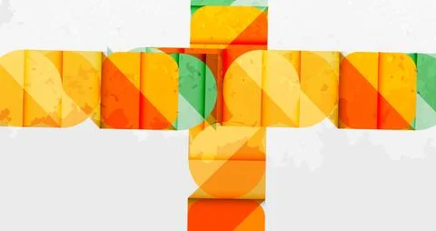 Abstract geometric design. Overlapping rounded rectangles form cross shape. 스톡 일러스트