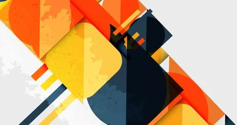 Abstract geometric design. Overlapping shapes, vibrant colors, textured elements 스톡 일러스트