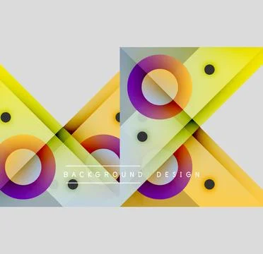 Abstract geometric design. Overlapping shapes, circles, squares create vibrant Stock Illustration