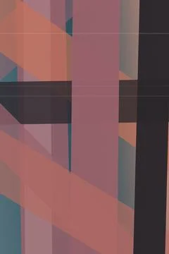 Abstract geometric design with overlapping shapes in pink, teal, and charco.. Stock Illustration