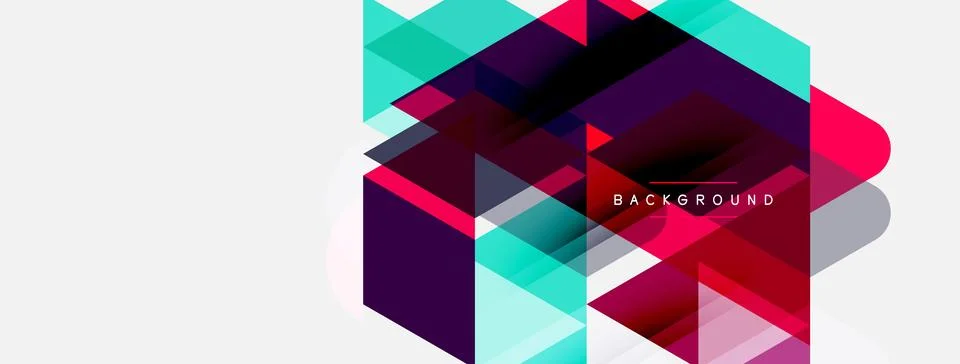 Abstract geometric design. Overlapping squares, triangles create vibrant Illustrazione stock