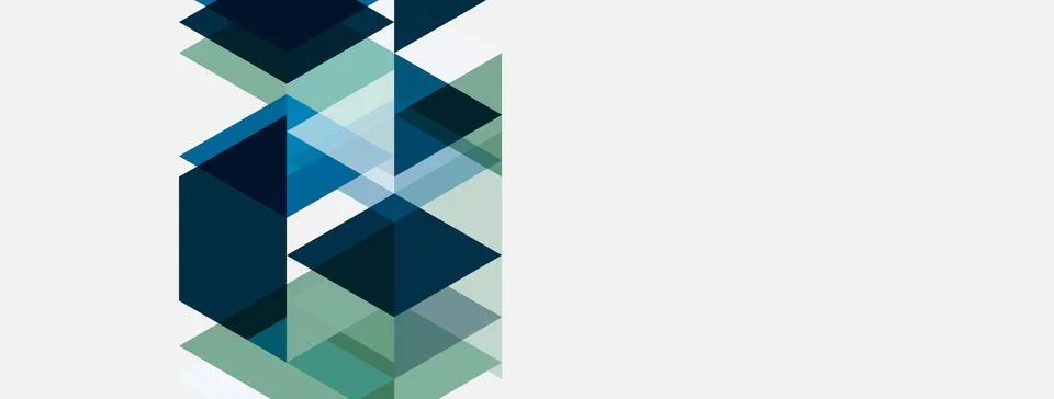 Abstract geometric design. Overlapping squares, triangles create layered ef.. Stock Illustration