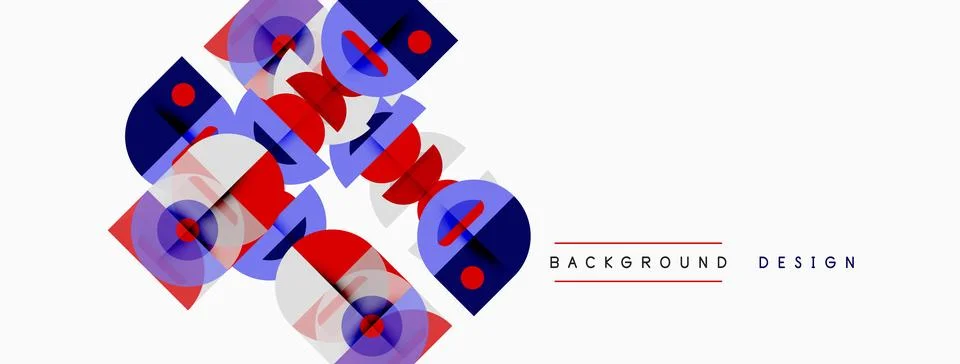 Abstract geometric design. Overlapping squares, circles create dynamic Stockillustratie