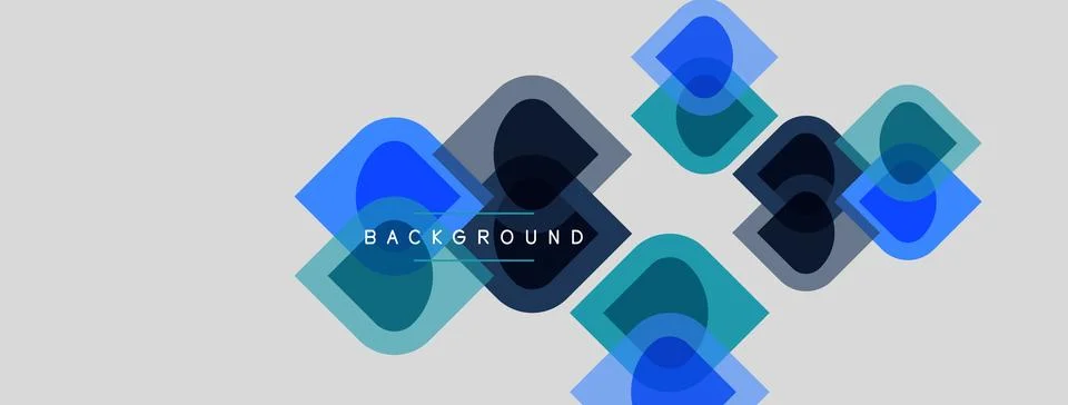 Abstract geometric design. Overlapping squares create layered effect. Blue,.. イラスト素材