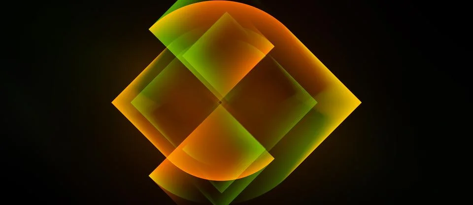 Abstract geometric design. Overlapping squares create glowing diamond shape. Stock Illustration