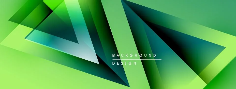 Abstract geometric design. Overlapping triangles create dynamic green gradient Illustrazione stock