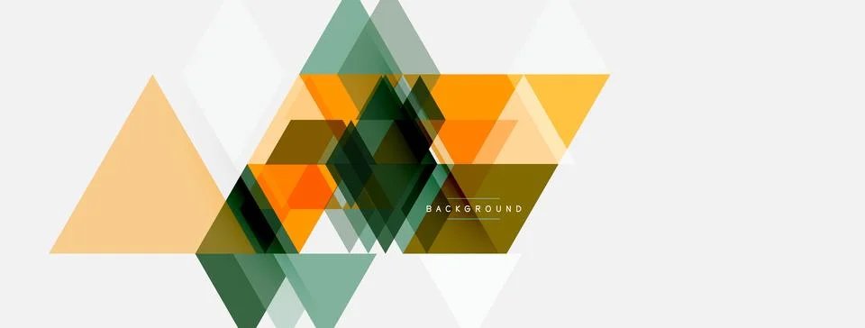 Abstract geometric design. Overlapping triangles create layered effect. Warm, Illustrazione stock
