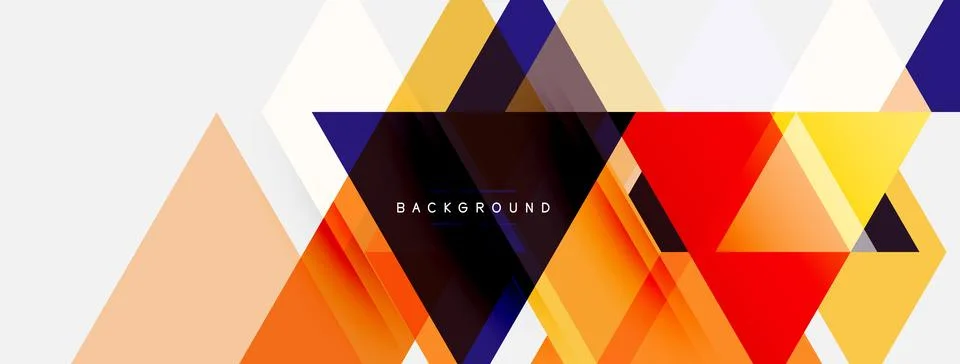 Abstract geometric design. Overlapping triangles create dynamic, colorful Illustrazione stock