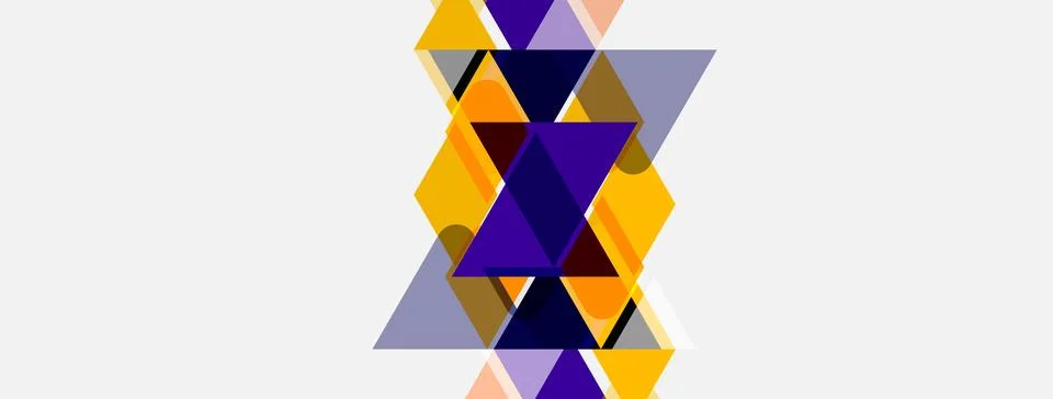 Abstract geometric design. Overlapping triangles create complex pattern. Ye.. Illustrazione stock