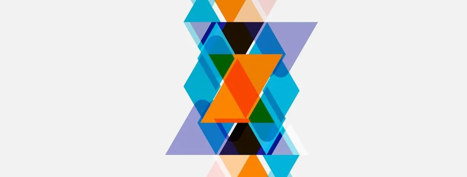 Abstract geometric design. Overlapping triangles create complex pattern. Colo Illustrazione stock