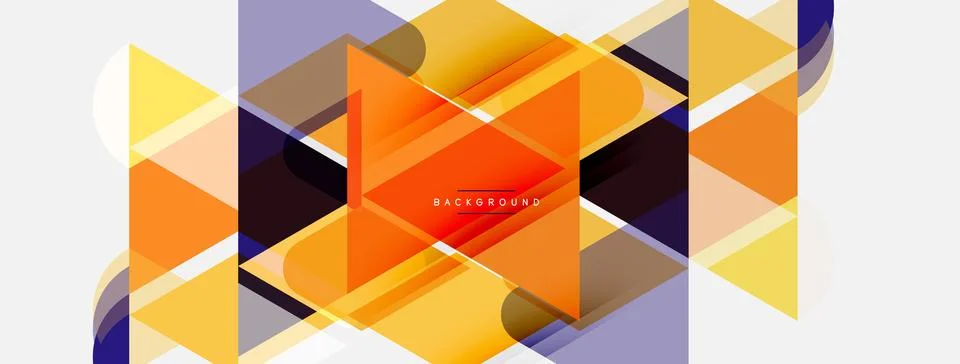 Abstract geometric design. Overlapping triangles, circles create dynamic Stock Illustration