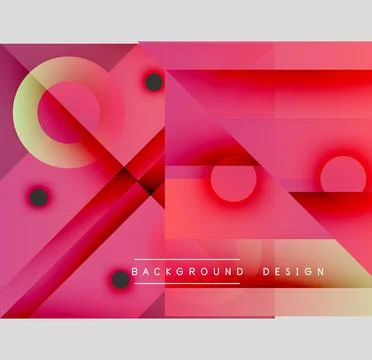 Abstract geometric design. Pink, red gradients dominate composition. Circles, 스톡 일러스트