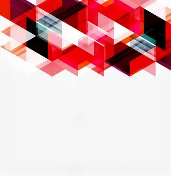 Abstract geometric design. Red, black, white triangles overlap creating dynam Illustrazione stock