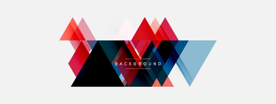 Abstract geometric design. Red, blue triangles overlap creating modern Illustrazione stock