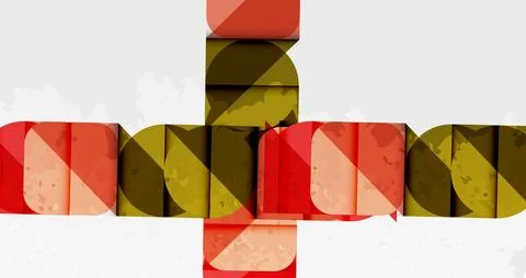 Abstract geometric design. Red, olive shapes intersect forming cross pattern. Stock Illustration