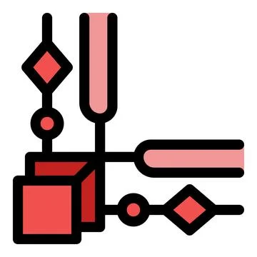 Abstract geometric design with red shapes and lines Stock Illustration