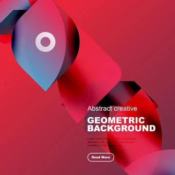 Abstract geometric design. Red, white, blue gradients create dynamic composition Illustrazione stock