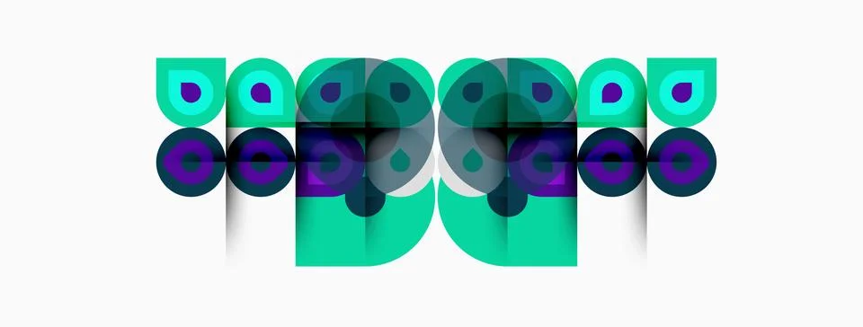 Abstract geometric design. Repeating shapes create symmetrical pattern. Teal, 스톡 일러스트