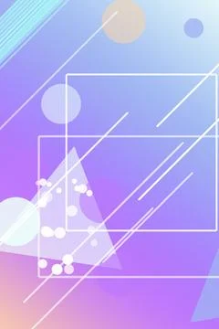 Abstract geometric design with rounded rectangles, lines, and floating circ.. Illustrazione stock