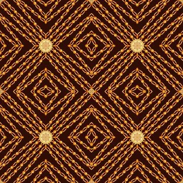 Abstract geometric design, seamless chains pattern of dark red and gold color fo Stock Illustration