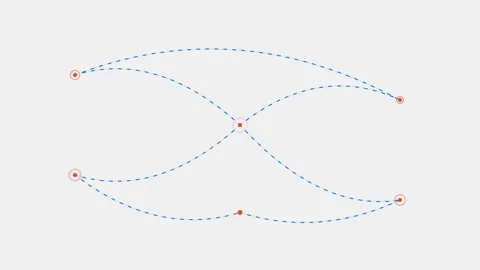 Abstract Geometric Design with Six Red Connection Points and Intersecting D.. Vídeos de archivo 339396593