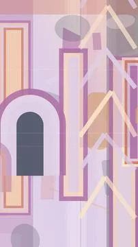 Abstract geometric design in soft purple and peach layers with minimalist s.. Stock Illustration