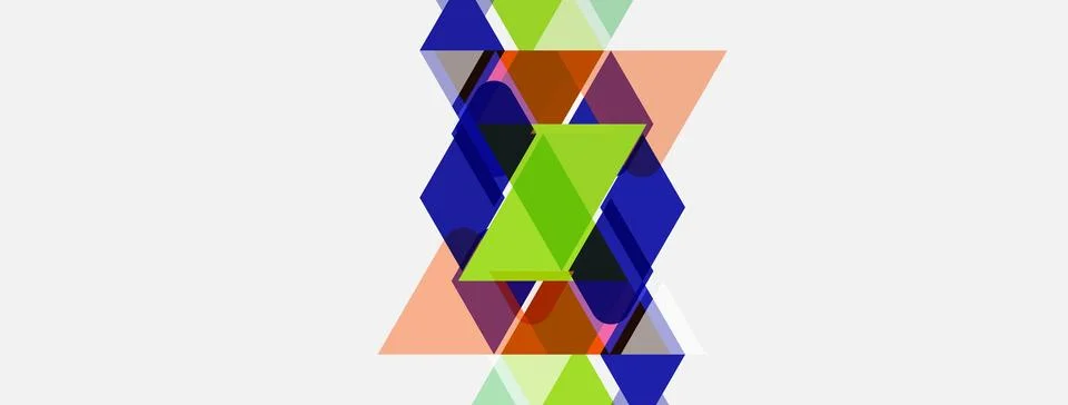 Abstract geometric design. Triangles form complex pattern, using blue, green, Stock Illustration