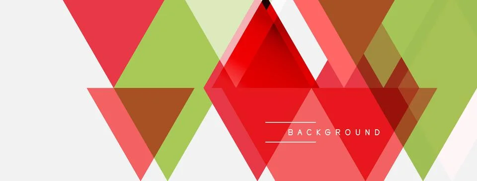 Abstract geometric design. Triangles overlap, creating vibrant red, green, .. Illustrazione stock