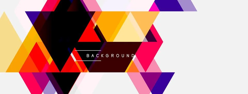 Abstract geometric design. Triangles overlap, creating vibrant color gradient Illustrazione stock