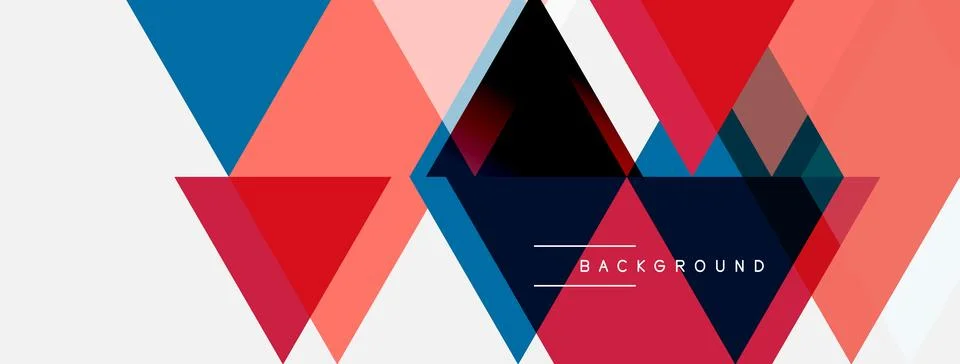 Abstract geometric design. Triangles overlap, creating vibrant color gradient Illustrazione stock