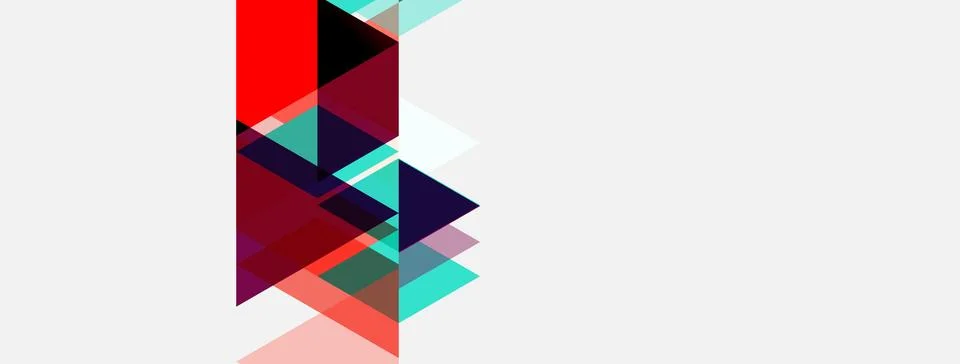 Abstract geometric design. Triangles overlap, creating vibrant color blocks o 스톡 일러스트