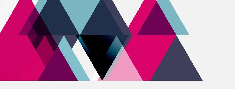 Abstract geometric design. Triangles overlap, creating layered effect. Pink, Illustrazione stock