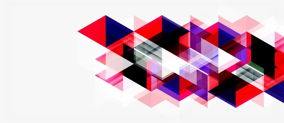 Abstract geometric design. Triangles overlap, creating dynamic visual effect. Stock Illustration