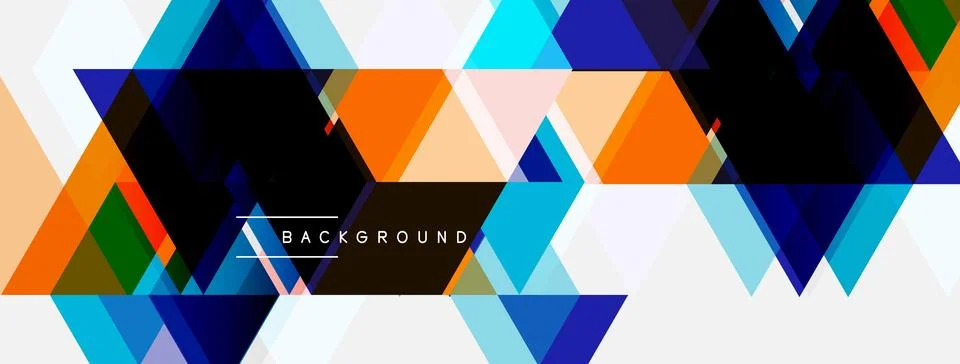 Abstract geometric design. Triangles overlap, creating vibrant color patterns Stock Illustration