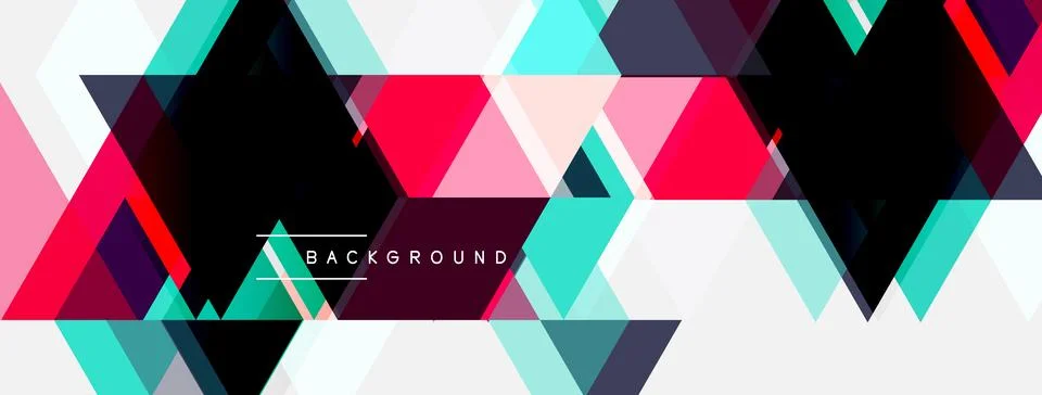 Abstract geometric design. Vibrant triangles overlap, creating dynamic visual Illustrazione stock