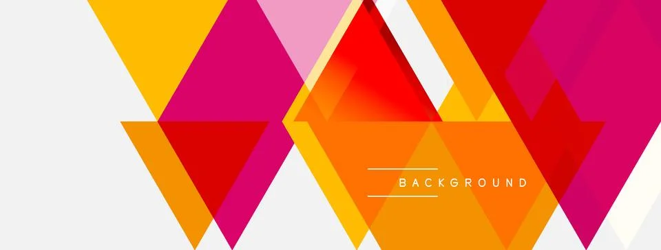 Abstract geometric design. Vibrant triangles overlap, creating dynamic visual Illustrazione stock