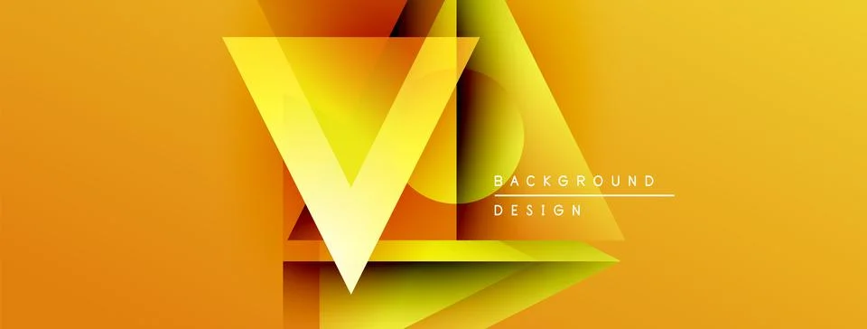 Abstract geometric design. Vibrant yellow, orange hues create layered triangular 스톡 일러스트