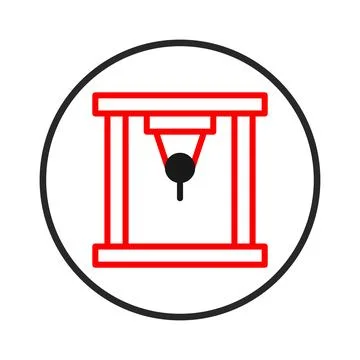 Abstract geometric device with red outline in a circular frame evokes techn.. Stock Illustration
