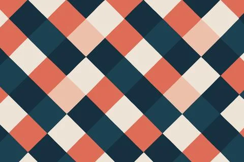Abstract geometric diagonal pattern in coral teal and cream Stock Illustration