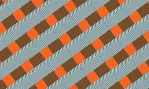 Abstract Geometric Diagonal Pattern With Orange, Brown and Blue Stripes for.. 스톡 일러스트