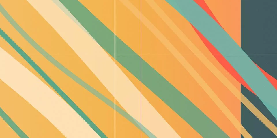 Abstract geometric diagonal stripe pattern in warm orange, teal, and cream,.. Illustrazione stock