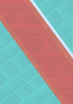 Abstract Geometric Diagonal Stripes Pattern in Turquoise and Coral Modern B.. イラスト素材