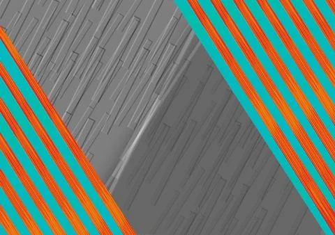 Abstract Geometric Diagonal Stripes With Turquoise And Orange Accents On Te.. Stock Illustration