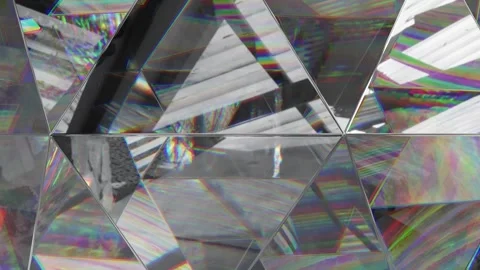 Abstract Geometric Diamond Facets with Rainbow Chromatic Aberration Background. Stock Footage 335684540