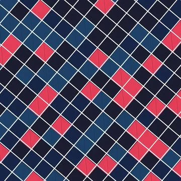 Abstract Geometric Diamond Pattern with Dark Blue and Red Squares 스톡 일러스트